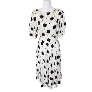 Francesca of Damon for Starington Vintage Geometric Dress 100% Silk 80s